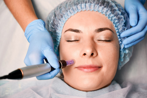 A woman getting microneedling treatment in Bayside